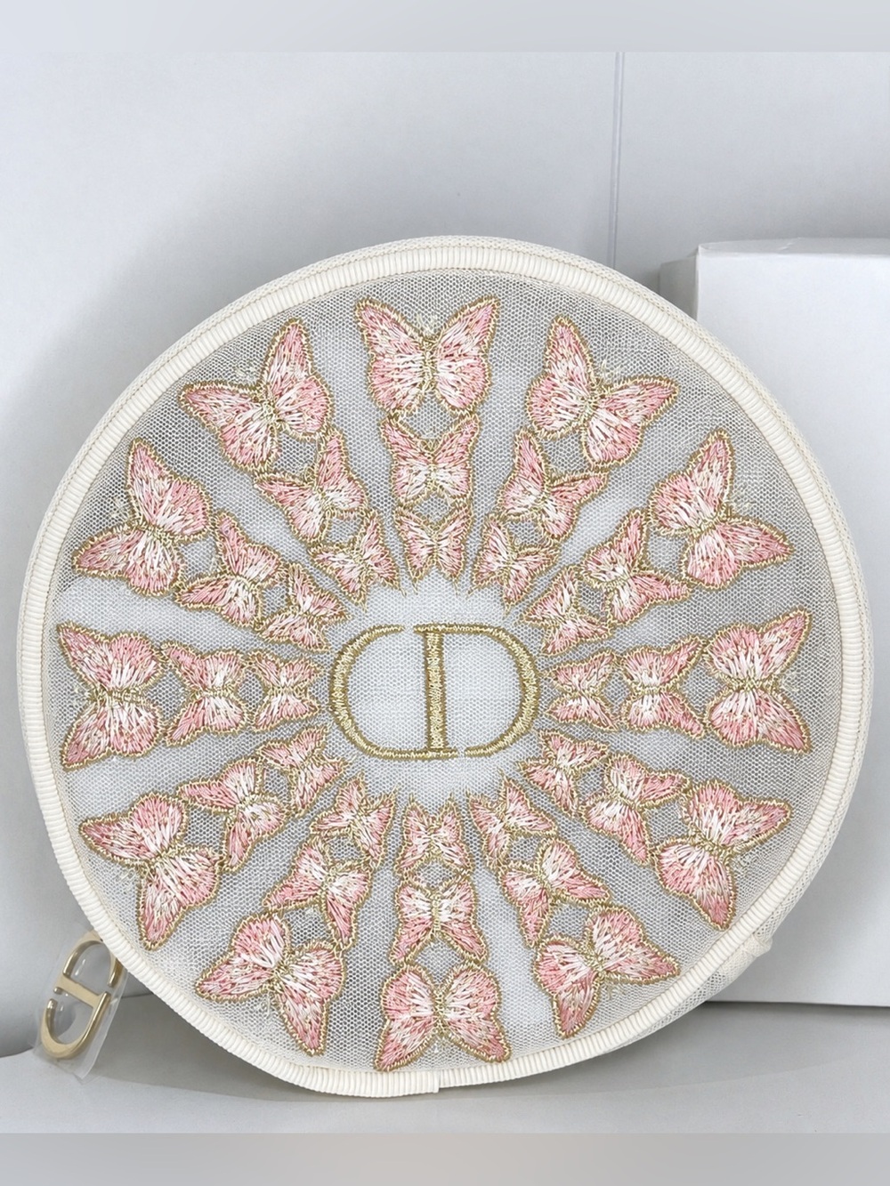 Dior Butterfly Embroidered Cosmetic Pouch CD Logo NIB